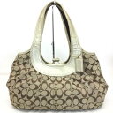 COACH【コーチ】ショルダーバッグ ガマ口ポケット シグネチャー ベージュ ブラウン レディース【中古品/USED-B】質屋 かんてい局那覇店 n1200240027300032