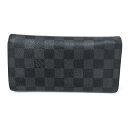 LOUIS VUITTON【ルイヴィトン】N62665 ダミエ グフィット ポルトフォイユ・ブラザ 二つ折り長財布 グラフィット/ダミエキャンバス 【中古】【USED-B】g19-2440