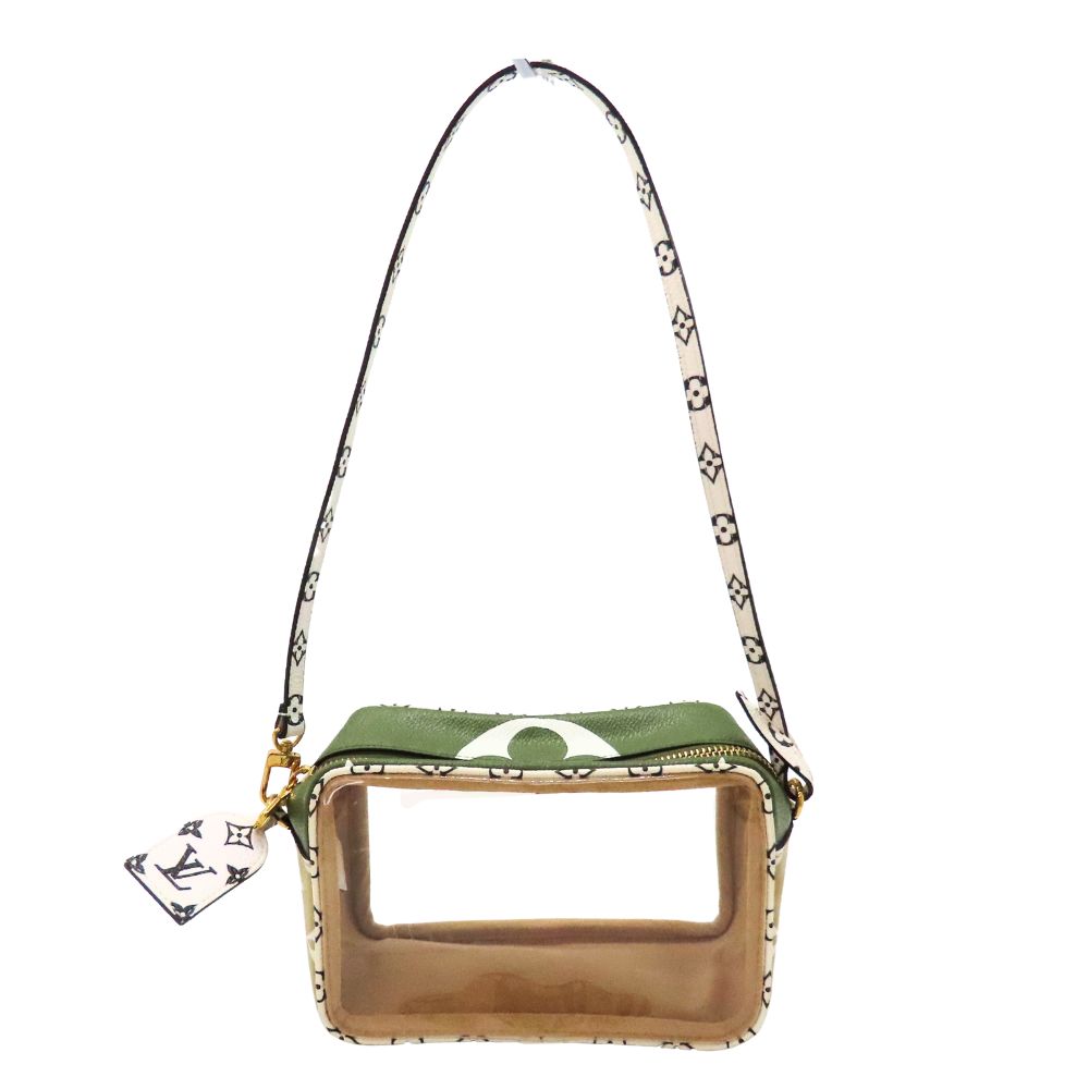 【中古】LOUIS VUITTON ルイヴィトン M67610 モノグラム・ジャイアント ビーチ・ポーチ カーキ ワンショルダーバッグ ビニール クリア レディース A2504812 【無料ギフトラッピング承ります】