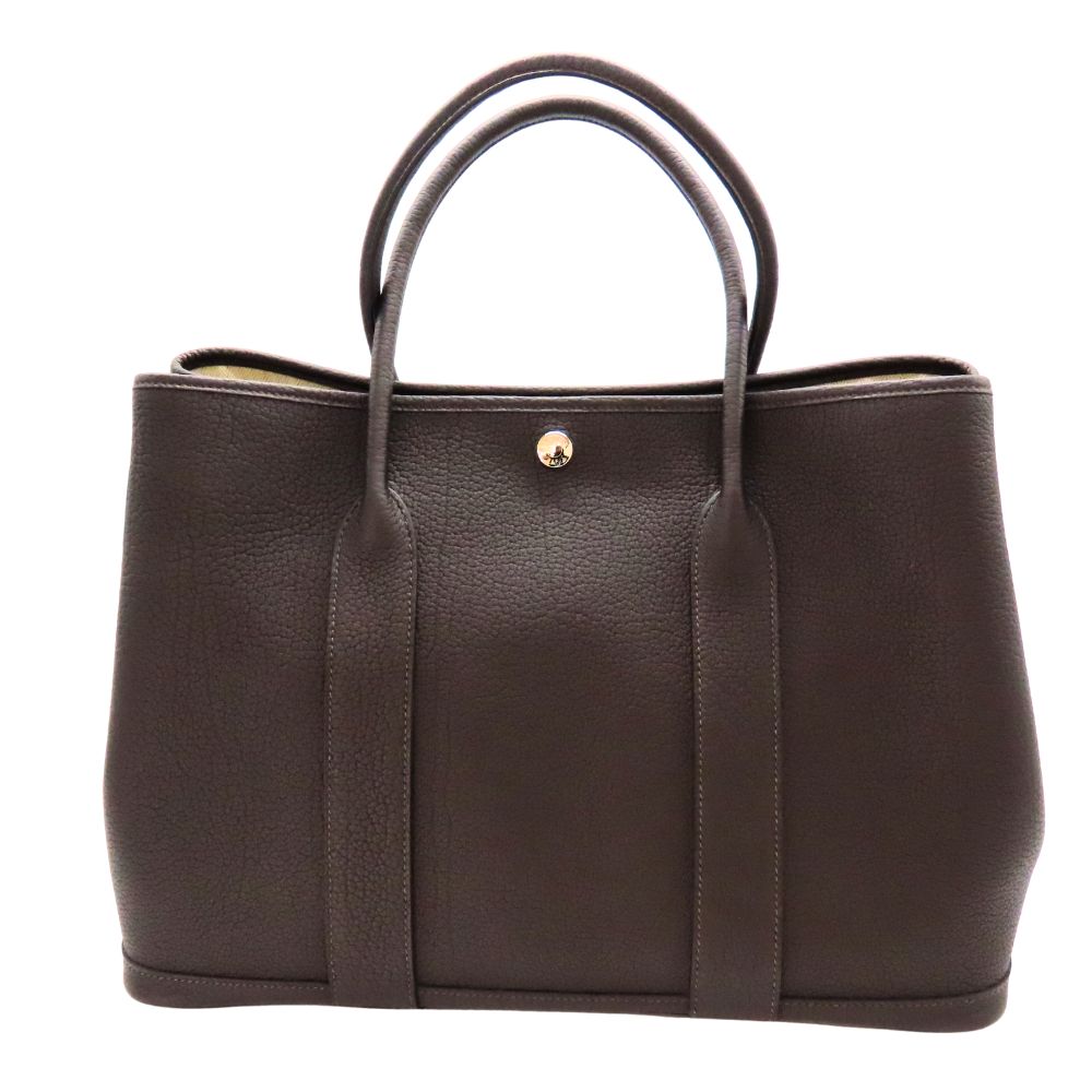 【中古】HERMES エルメス ガーデンパーティ PM トートバッグ ネゴンダ エベンヌ ブラウン B刻印 2023年製 美品 レディース ユニセックス A4収納可能 人気 A2504155 【無料ギフトラッピング承ります】