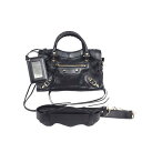 【美品】バレンシアガ ミニシティ ショルダーバッグ 2way ハンドバッグ 300295 斜め掛け 肩掛け メッシュxレザー 黒 ブラック ミラー付き レディース