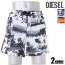 送料無料!DIESEL (ディーゼル) モノクローム アロハプリント ハーフパンツ型スイムウェア サーフパンツ 男性水着 スイムウェア ローライズ 海水パンツ 海パン ビーチウェア ギフトに最適! 【楽ギフ_包装】