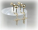 K18 0.2ct ブラウンダイヤクロスイヤリング