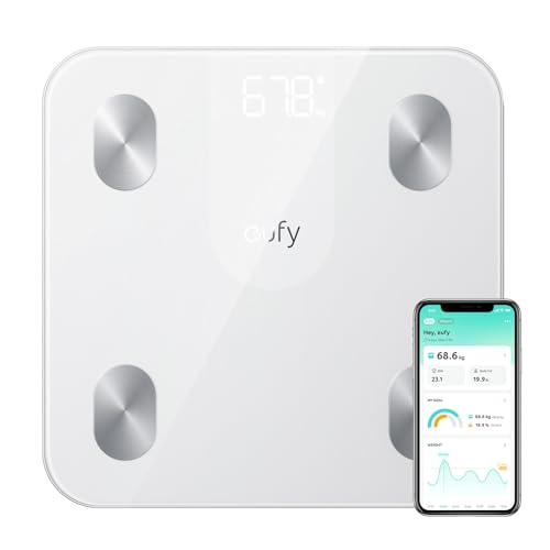 Anker Eufy (ユーフィ) Smart Scale A1（体重<strong>体組成計</strong>）【アプリ対応/Fitbit連携/体脂肪率/BMI/基礎代謝量/水分量/体脂肪量/骨量/内臓脂肪/コンパクトサイズ】ホワイト