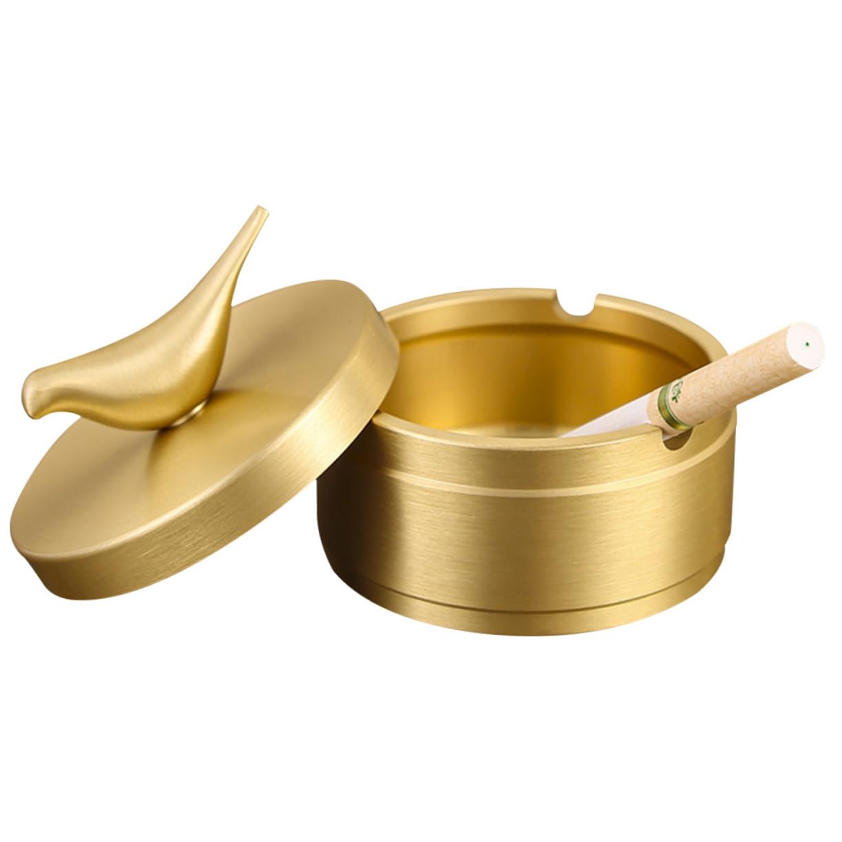 真鍮製灰皿 卓上用 耐摩耗性 家用 灰皿 蓋付き 鳥柄デザイン ホームアクセサリー 葉巻対応 インテリア装飾