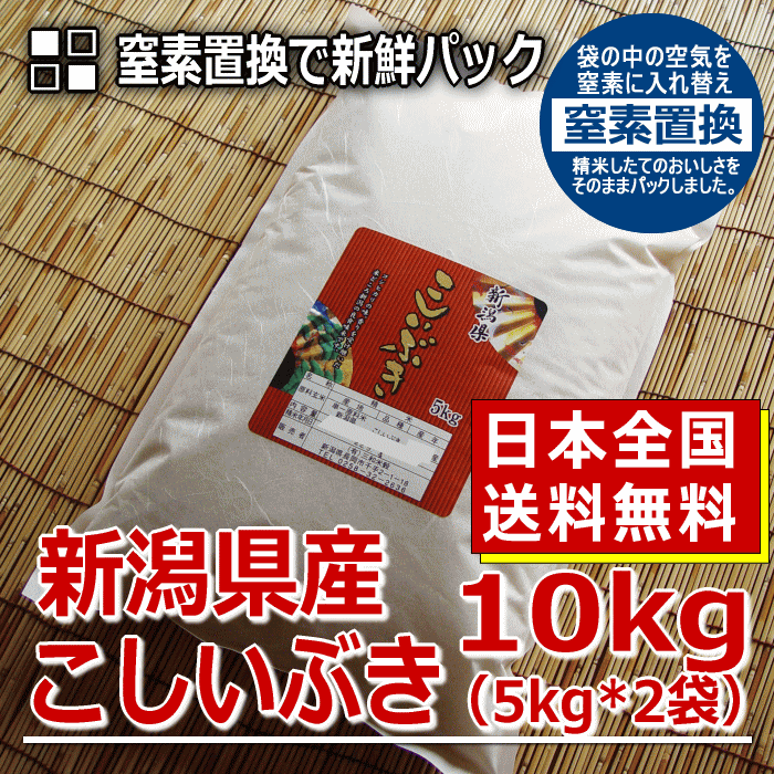 【送料無料】 23年度産 新潟県産 こしいぶき 10kg （5kg*2袋）※ 品質保持用の窒素置換パック代金含む【新潟米】【RCPmara1207】