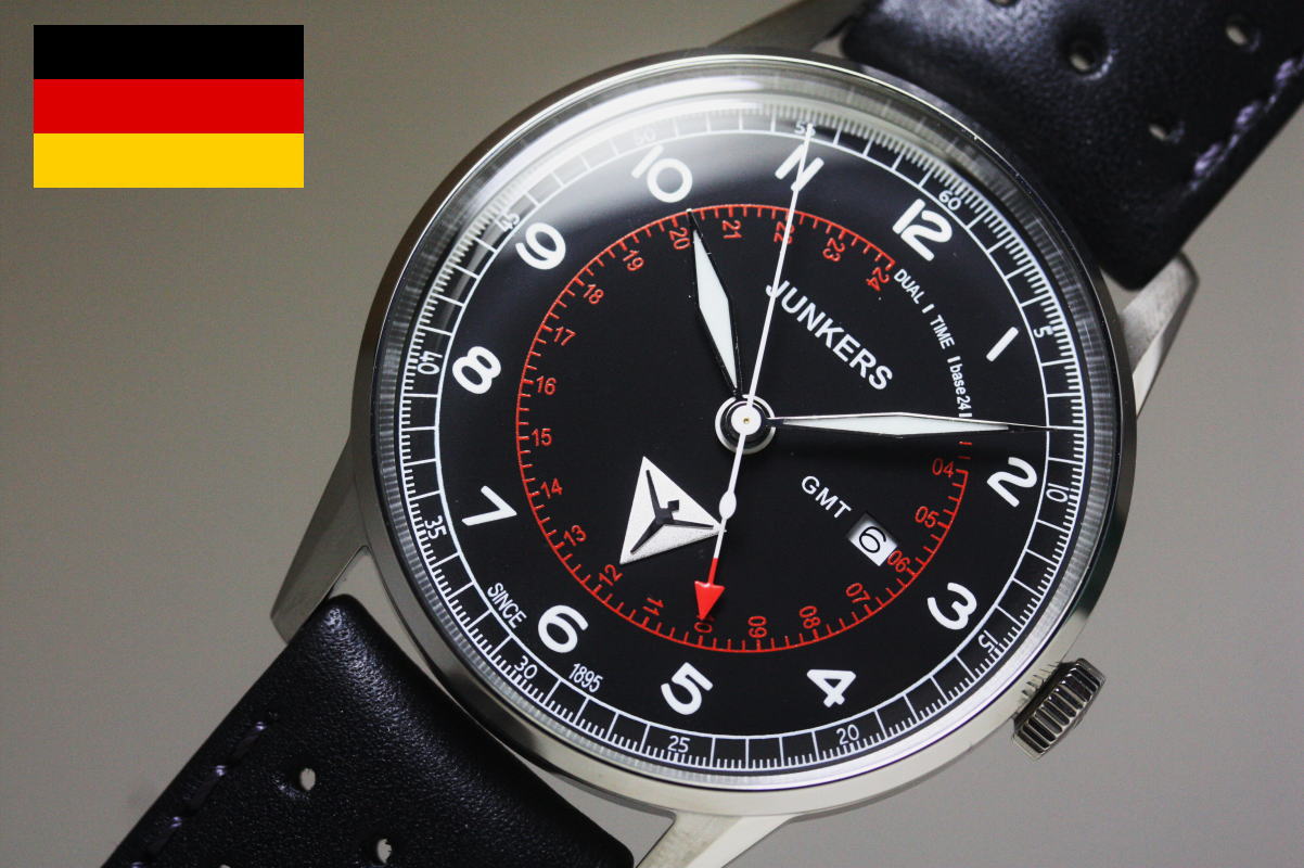 ヴィンテージ・スタイル ドイツ製Junkers【ユンカース】G38クォーツ・クロノグラフ腕時計/パイ...:katsuboya:10006781