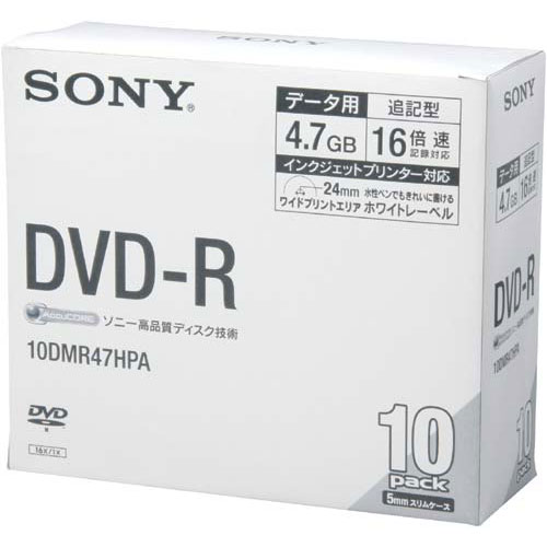 ソニー DVD−R　16倍速インクジェット対応　10枚P...:kaumall:10048902