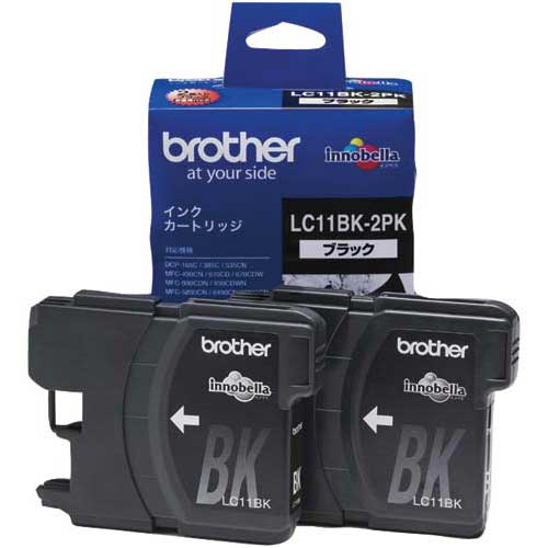 ブラザー 純正インクLC11BK−2PK　ブラック（2個入）関連ワード【BROTHER、いんく、ink、プリンタ、カートリッジ】