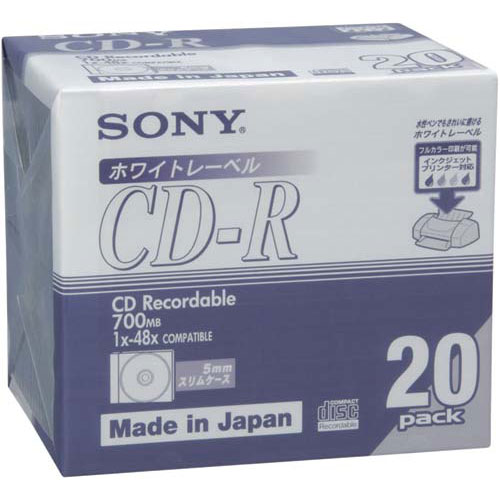 ソニー CD−R　700MB　プリンタブル　20枚P関連ワード【SONY、記録用メディア】
