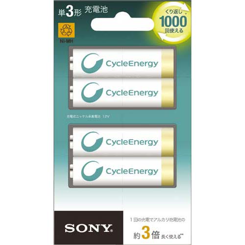 ソニー 充電池サイクルエナジー高容量ゴールド　単3　4本入関連ワード【SONY】