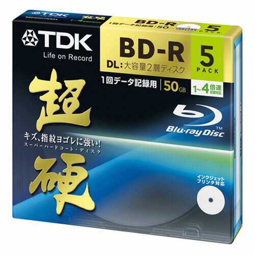 【1枚あたり358円】TDK BD-R データ用 インクジェットプリンタ対応 超硬 260分1-4倍速 BRD50HCPWB5A 5枚　1パック【取寄商品】関連ワード【ティーディーケー、ティーディーケイ、Blu-ray、記録用メディア、ブルーレイディスク、Disk】