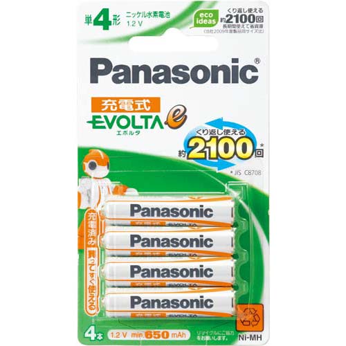 パナソニック 充電池　充電式エボルタe　単4　4本パック関連ワード【Panasonic】