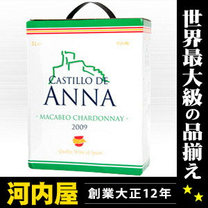 今月のおすすめボックスワイン レギュラーボトル換算750mlあたり、 なんと約324円！ カスティージョ デ アナ 白 バック イン ボックス 3L ( 3000ml ) 【楽ギフ_包装】 ワイン スペイン 白ワイン kawahcスペイン 白ワイン 父の日 プレゼント