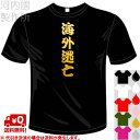 河内國製作所 「海外逃亡Tシャツ」全5色。ユニーク漢字おもしろTシャツ 文字T-shirt おもしろてぃーしゃつ 半袖ドライTシャツ メール便は送料無料