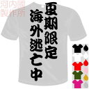 河内國製作所 「夏期限定海外逃亡中Tシャツ」全5色。センテンス系おもしろTシャツ 文字T-shirt おもしろてぃーしゃつ 半袖ドライTシャツ メール便は送料無料