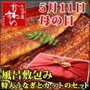 母の日ギフト 風呂敷包み国産特大うなぎ蒲焼き×1本と蒲焼きカ...