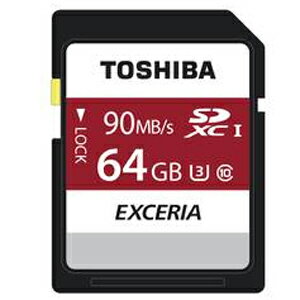 ◇ 【64GB】 TOSHIBA 東芝 EXCERIA SDXCカード Class10 UHS-I U3対応 R:90MB/s 海外リテール THN-N302R0640A4 ◆メ