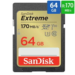 SDカード SD 64GB SDXC SanDisk サンディスク Extreme Class10 UHS-I U3 V30 4K R___170MB/s W___80MB/s 海外リテール SDSDXV2-064G-GNCIN ◆メ