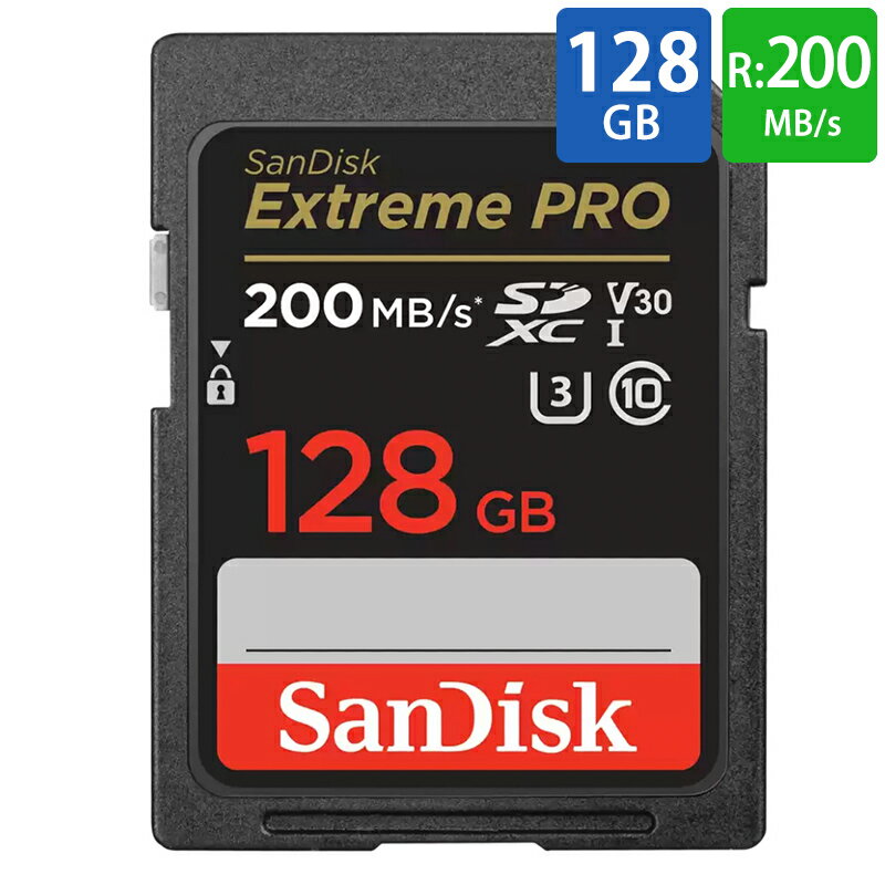SDカード SD 128GB SDXC <strong>SanDisk</strong> サンディスク <strong>Extreme</strong> <strong>PRO</strong> Class10 UHS-I U3 V30 4K R___200MB/s W___90MB/s 海外リテール SDSDXXD-128G-GN4IN ◆メ