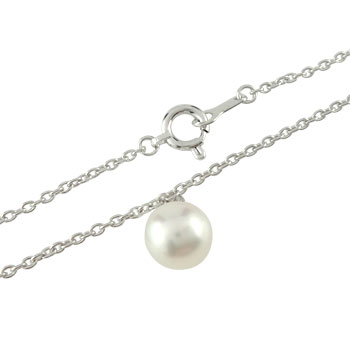 真珠パール あこや本真珠 一粒 プラチナ ブレスレット シンプルデザイン