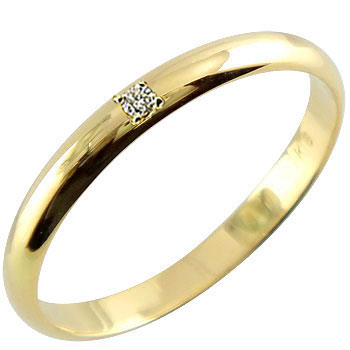 【マラソン1207P02】エンゲージリング 指輪 ダイヤ ダイヤモンド リング 婚約指輪 指輪 イエローゴールドK18 ピンキーリング 一粒ダイヤモンド リング　爪なし