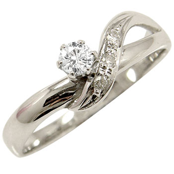 ダイヤ ダイヤモンド リング ホワイトゴールドK18 指輪 婚約指輪 エンゲージリング ピンキーリング一粒ダイヤモンド　立て爪【送料無料】