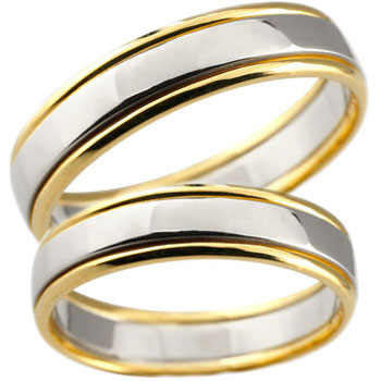 [送料無料]ペアリング 結婚指輪 プラチナ イエローゴールドk18 コンビ マリッジリング…...:kazariya01:10056853