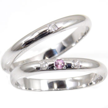 結婚指輪 マリッジリング ペアリング ダイヤ ダイヤモンド ピンクサファイアホワイトゴールドk18結婚記念リング【送料無料】
