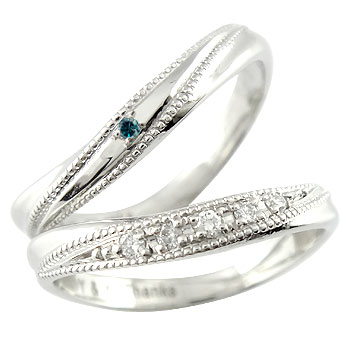 ペアリング ダイヤ ダイヤモンド 結婚指輪 マリッジリング ホワイトゴールドk18 ペアリング ミル打ち【送料無料】