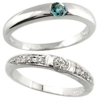 [送料無料]ペアリング 結婚指輪 マリッジリング ダイヤモンド ブルーダイヤモンド ホワイトゴールド...:kazariya01:10051863