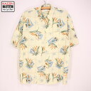 80s ピエールカルダン レーヨンアロハシャツ★80年代 【USA買い付け】 【古着】 【中古】 【ユーズド】 XLサイズ 大きいサイズ ビッグサイズ イエロー ハワイアンシャツ