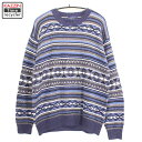 古着 90s TOMMY HILFIGER 3D ニット セーター★Mサイズ ブルー