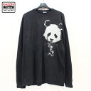 2000s 動物柄 パンダ柄 袖プリント 長袖Tシャツ 北京オリンピック 古着 ★ XLサイズ ブラック
