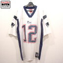 古着 NFL ニューイングランド・ペイトリオッツ レプリカユニフォーム ゲームジャージ #12 トム・ブレイディ Reebok製 アメフト ★ 表記Mサイズ ホワイト ネイビー