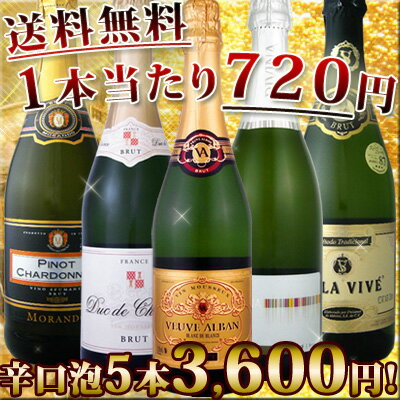 1本当たり720円！京橋ワイン厳選辛口スパークリング5本スペシャルセット！ 