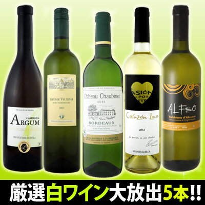 送料無料★京橋ワイン特大感謝の厳選白ワイン5本セット!