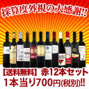 【送料無料】1本あたり700円(税別)!採算度外視の大感謝!厳選赤ワイン12本セット