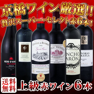 第4弾！京橋ワイン厳選！これぞ極旨赤ワイン！『大満足！充実の飲み応え！』贅沢なスーパー・セレクト赤6本！