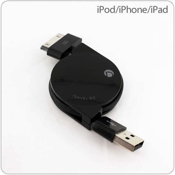 [iPod/iPhone/iPad用][DEFF] TRAVEL BIZ　急速充電＆データ転送巻き取り式USBケーブル（カフェブラック）【2sp_120706_b】