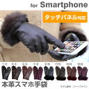 シープスキン 本革 スマホ手袋 レディース ( ファー /プレーン) 【 スマートフォン対応 スマホ 手袋 羊革 レザー タッチパネル 本革手袋 女性用 かわいい グローブ ファー 送料無料】【プレゼント】【防寒】【RCP】【楽ギフ_包装】(あす楽対応)