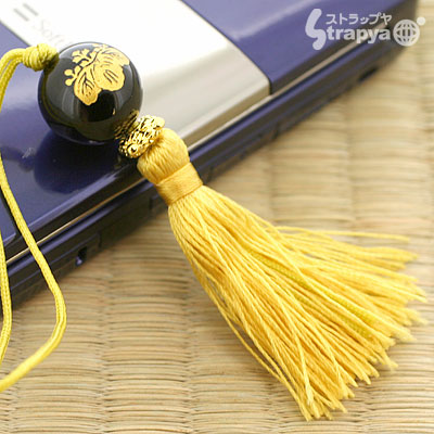 武将シリーズ◆ブラックオニキス携帯ストラップ(豊臣秀吉/立身出世天下人/黄)ZS-SEN-0101【大河ドラマ】
