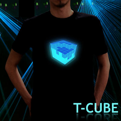 【 送料無料 】 【 光るTシャツ 】〔在庫アリ！〕 光の箱 が胸で踊る♪ Tキューブ ( T-Cube )幻想的な サイバー ロマンティック エレクトリックTシャツ ☆ 【Tコライザー】【マラソン201207_趣味】