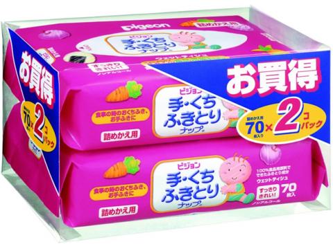 手・くちふきとりナップ　詰めかえ用　70枚×2決済手数料無料！税込5000円以上で送料無料！