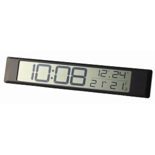 IDEA LABEL 電波LCD温湿時計 ロング ブラック LCR079-BK[温湿度計 ケンコーコム]