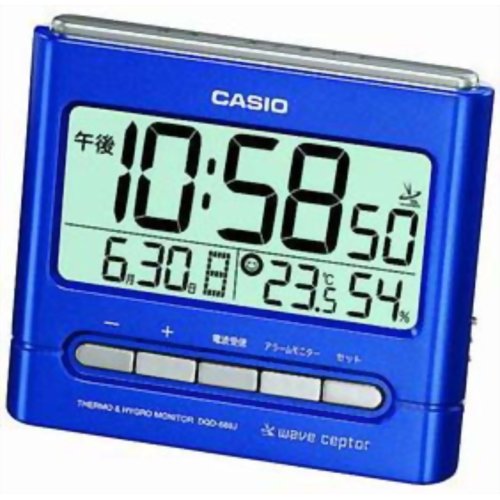 カシオ 電波式目覚まし時計 温度計+湿度計付き DQD-660J-2JF メタリックブルー