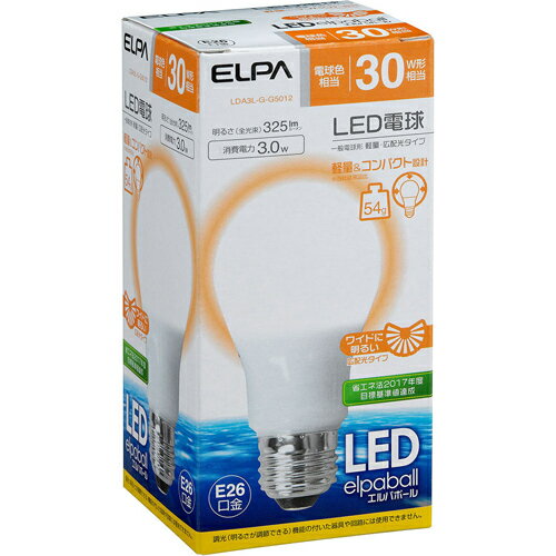 ELPA LED電球 一般電球A形 30W形 E26 電球色 広配光 LDA3L-G-G5…...:kenkocom:11435948