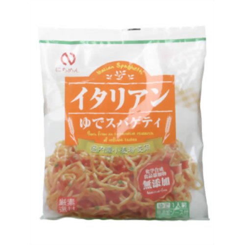 にちめん イタリアンゆでスパゲッティ(国内産小麦粉使用) 159g[にちめん スパゲッティ(インスタント) ケンコーコム]にちめん イタリアンゆでスパゲッティ(国内産小麦粉使用) 159g/にちめん/スパゲッティ(インスタント)/税込\1980以上送料無料