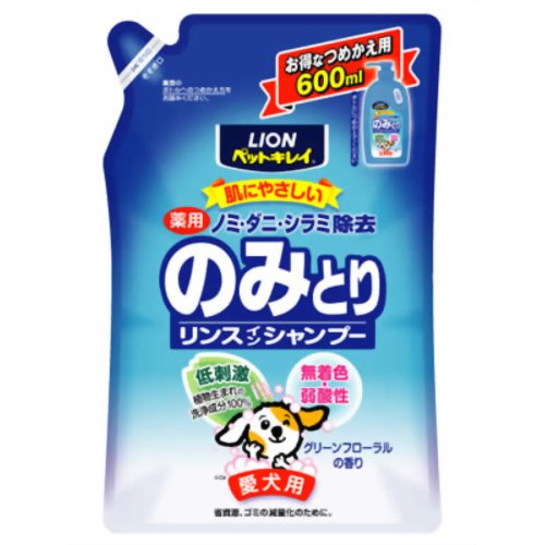 のみとり リンスインシャンプー つめかえ用 愛犬用 グリーンフローラルの香り 600ml