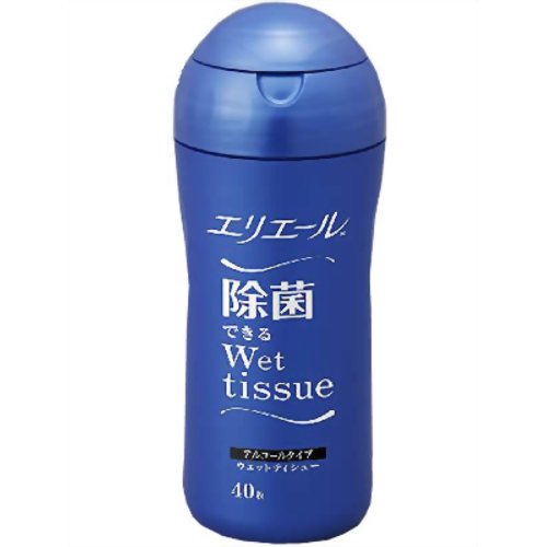 エリエール 除菌できるウェットティシュー スリムボトル アルコールタイプ 本体40枚入[大王製紙 エリエール除菌用品 除菌用ウエットティッシュ ケンコーコム]